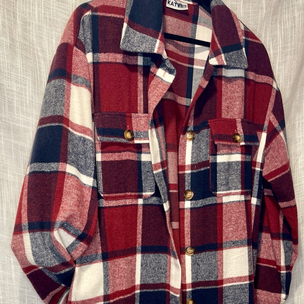 Cozy long flannel shacket